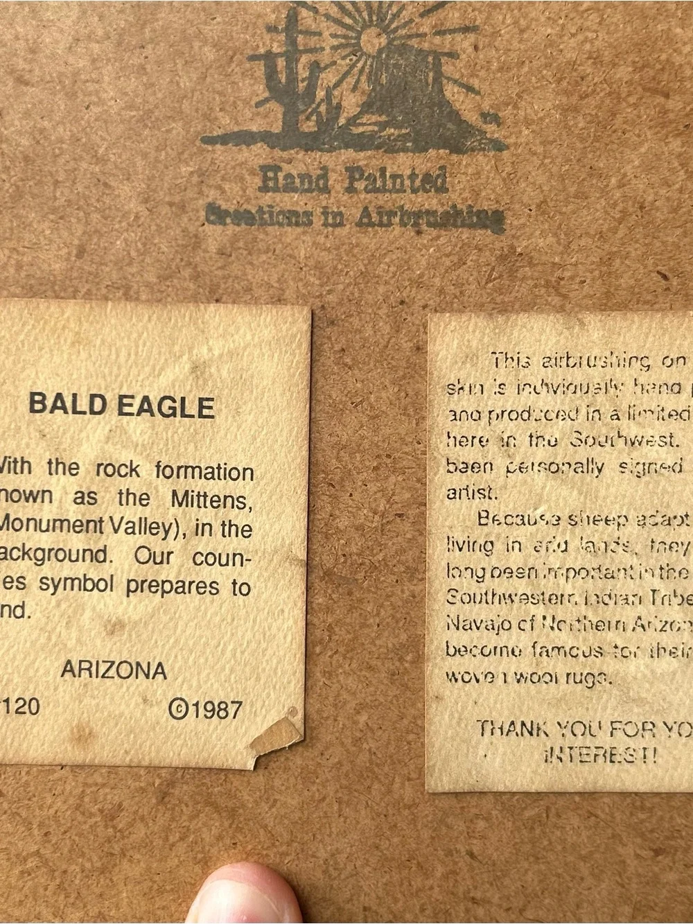 Vintage Bald Eagle Sheep Skin Artwork Southwestern Style